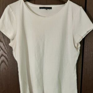 WHITE HOUSE BLACK MARKET Womens XL White Short Sleeve Top Stretch Knit 21x22
